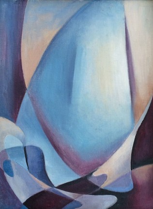 Image of sold abstract oil painting by Philip Perkins in pastel toned oil paint.