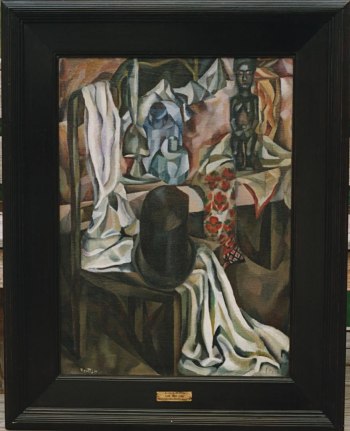 Image of the black frame on &quot;The Silk Hat&quot; painting by Arna Brittin.