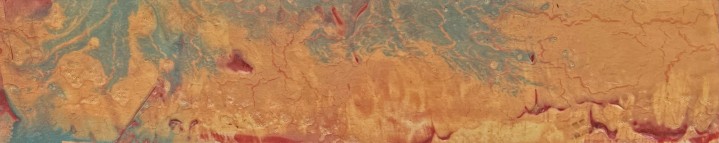 Image of Walter Darby Bannard's 1977 abstract painting entitled &quot;Honshu&quot; in golds, tans, greens and reds.