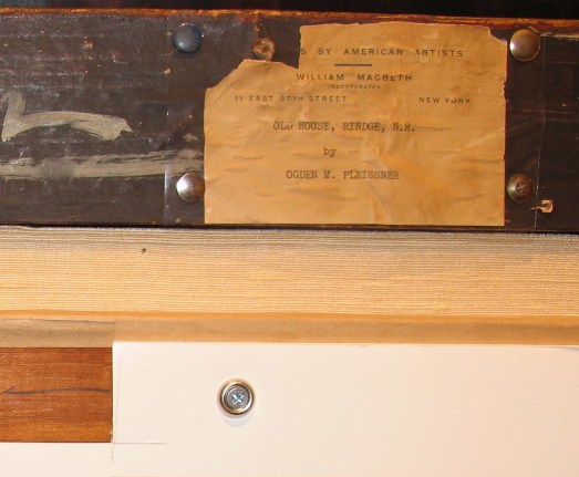 Label verso Red House, Rindge, NH by Ogden Pleissner.