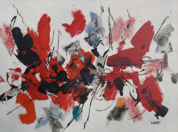Image of John Von Wicht's abstract oil painting titled Red Moving.