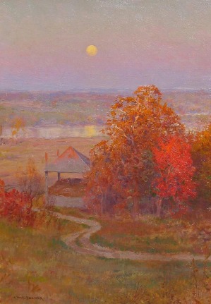 Image of oil painting by Walter Launt Palmer entitled "Autumn Moonrise".