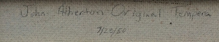 Image of the verso inscription on &quot;The Cavern&quot; painting by John Atherton.