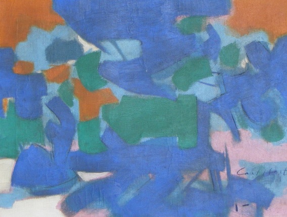 Image of sold Carl Holty 1947 abstract untitled oil painting.