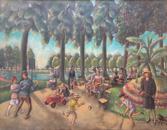 William Palmer oil painting of the English Garden in Fontainebleau.