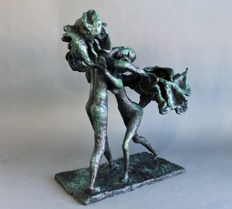 Image of the sold Yulla Lipchitz bronze statue entitled "The Dance" showing a female and male figure embracing.