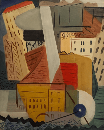 Image of Vaclav Vytlacil's abstract painting of the "City Harbor, Albany".