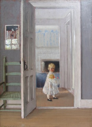 Image of William Wallace Gilchrist, Jr's. oil painting of Girl with Doll, 1905.
