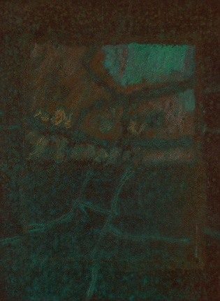 Gyorgy Kepes oil and sand painting titled "Afterglow".