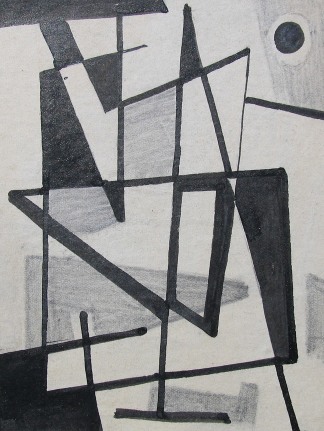 Image of Vaclav Vytlacil's untitled abstract black and white painting.