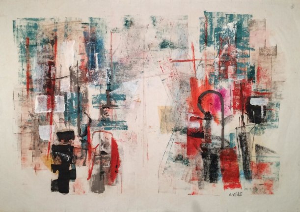 Image of untitled gouache and watercolor of a Harbor Abstraction by John Von Wicht, c.1955.