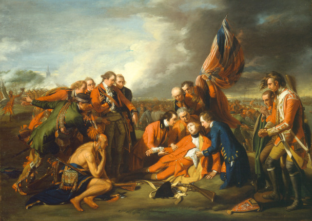 Sold oil painting depicting the Death of General Wolfe by Benjamin West.