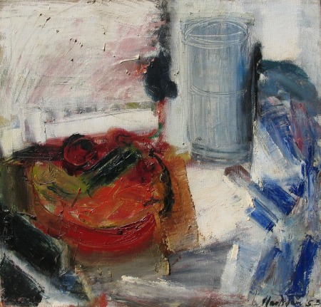 Image of sold abstract oil painting entitled &quot;Still Life with Cucumber&quot; by Grace Hartigan.
