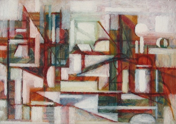 Image of sold abstract oil painting by Maurice Golubov of a winter landscape.