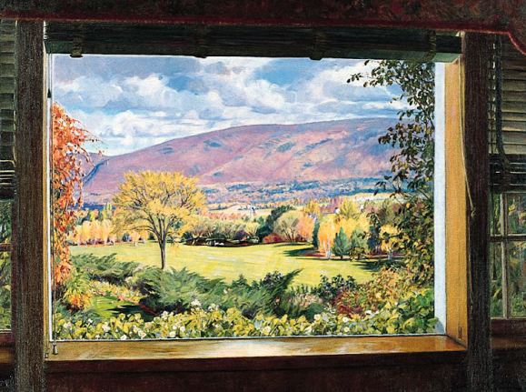 Sold oil painting entitled &quot;From a Picture Window&quot; by Robert Strong Woodward.