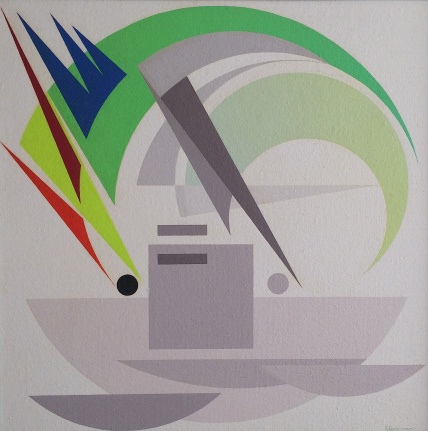Image of sold Ed Garman oil painting Chromatic Accents (1942-43).