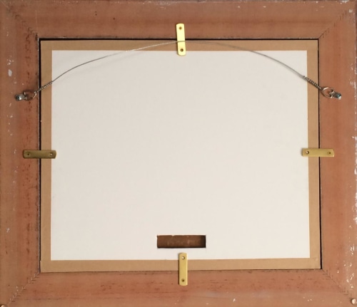 Image of verso on abstract oil painting 'Rescue" by Maurice Golubov.