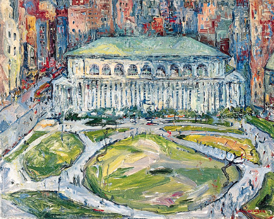 Image of sold oil painting showing the New York Public Library by John Wenger.