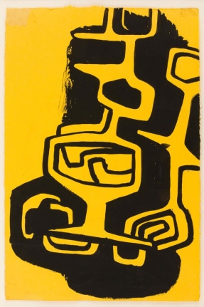 Nell Blaine Abstract Gouache, Pen and Ink Drawing on Paper