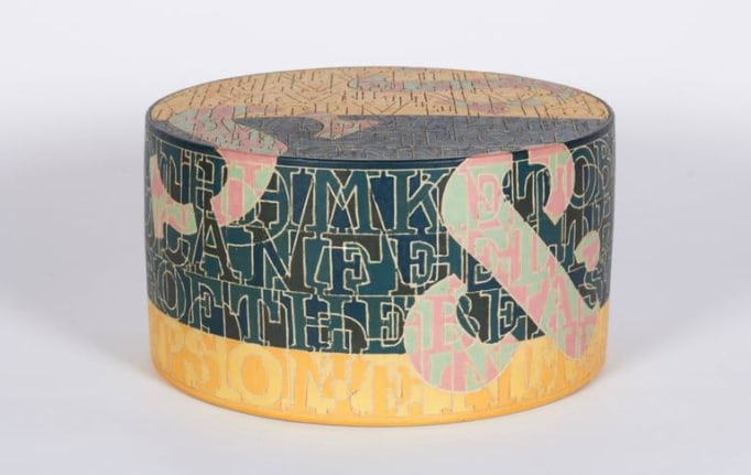 Sculptural Stoneware Object with Incised Letters by Bo Kristiansen