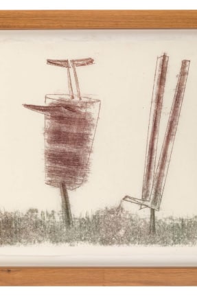 Harry Bertoia Framed Monoprint on Rice Paper