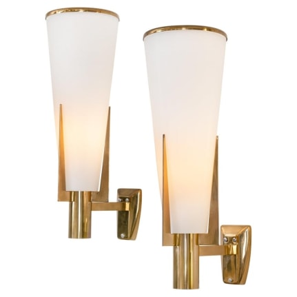 Stilnovo Model 2021/1 Brass &amp; Glass Sconces