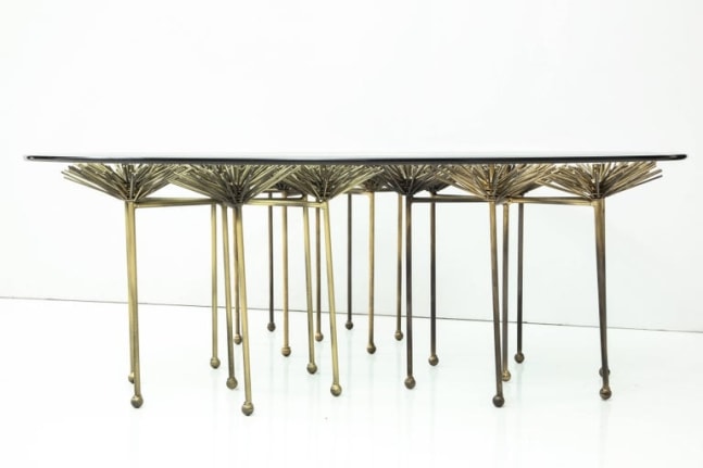 Brutalist Gilt Floral Table