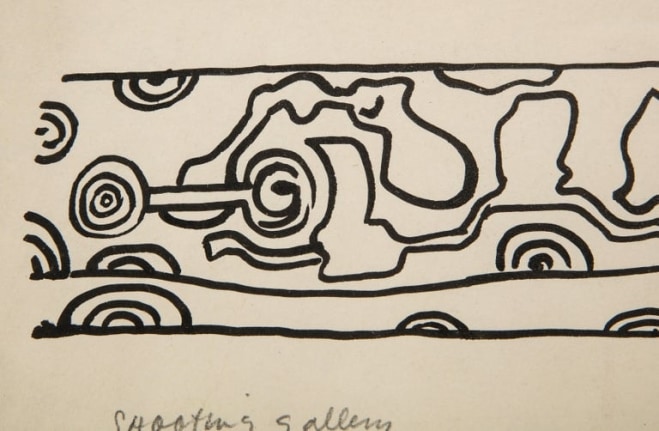 Nell Blaine Ink Drawing on Paper "Shooting Gallery"