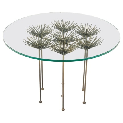 Brutalist Bronze Gilt Floral Table by Lost City Arts