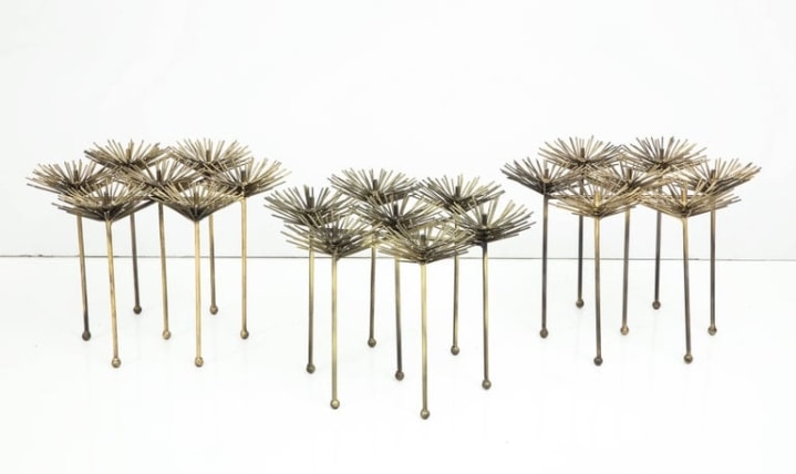 Brutalist Gilt Floral Table