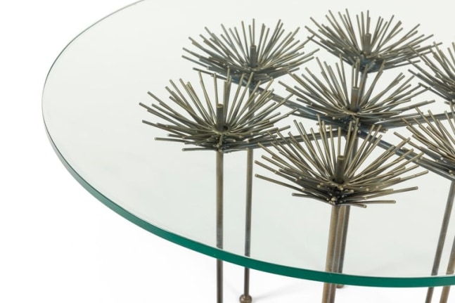 Brutalist Bronze Gilt Floral Table by Lost City Arts