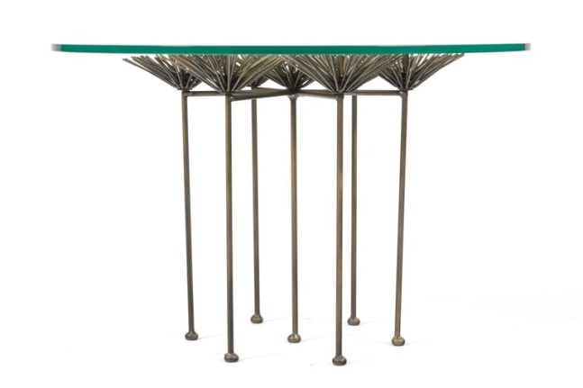 Brutalist Bronze Gilt Floral Table by Lost City Arts