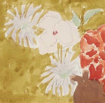 Sally Michel Avery Watercolor "Still Life on Yellow Table"