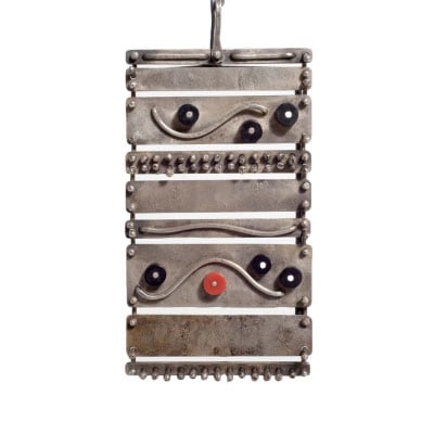 Important Harry Bertoia Silver, Ebony and Coral Pendant