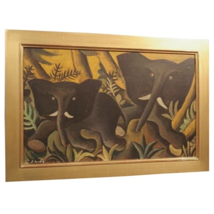 Hans Scherfig Early Elephants Painting