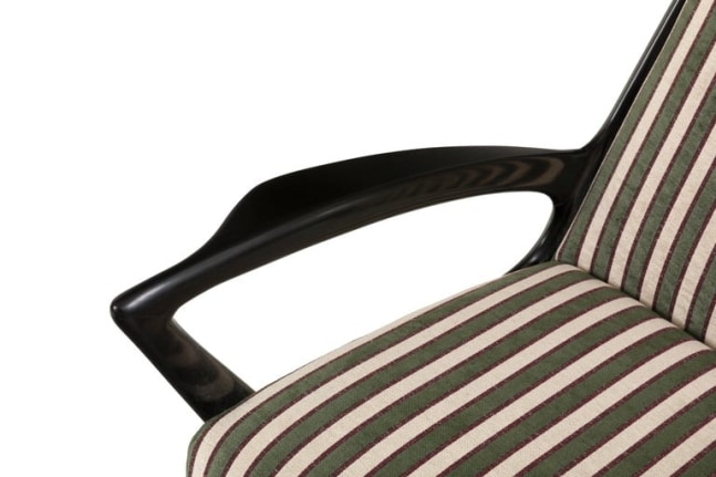 Mid-Century Black Lacquered &amp; Upholstered Lounge Chairs