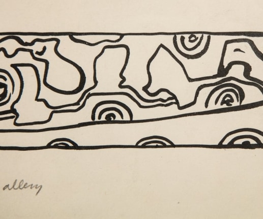 Nell Blaine Ink Drawing on Paper "Shooting Gallery"