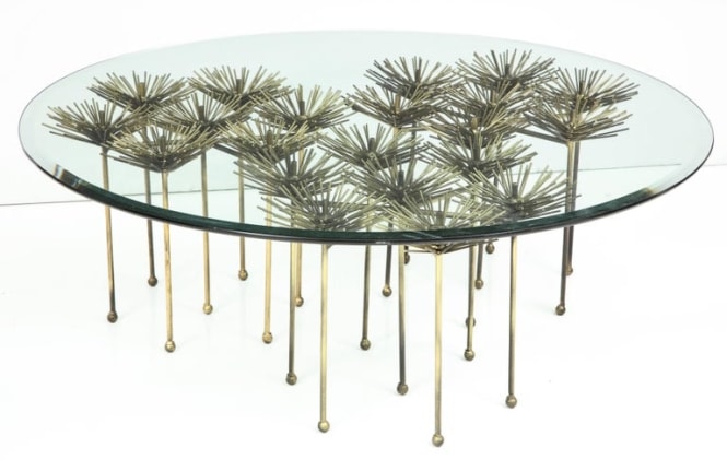 Brutalist Gilt Floral Table