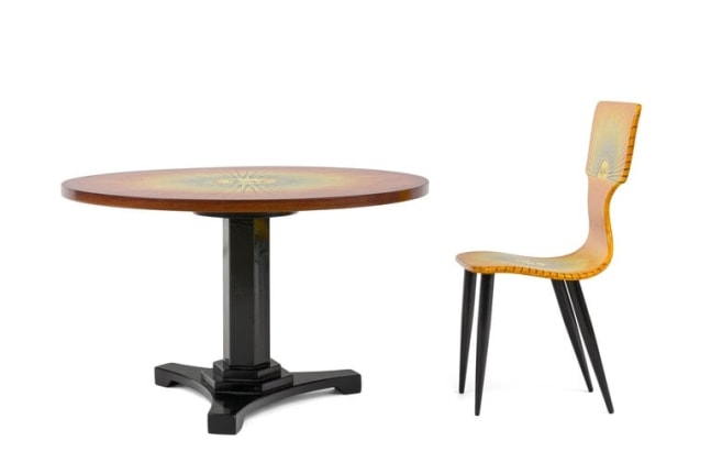 Piero Fornasetti Prototype Miniature &quot;Sole&quot; Chair &amp; Table