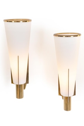 Stilnovo Model 2021/1 Brass &amp; Glass Sconces