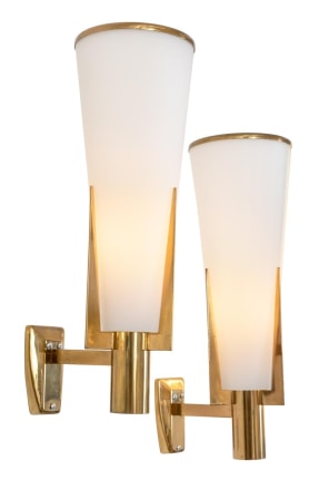 Stilnovo Model 2021/1 Brass &amp; Glass Sconces