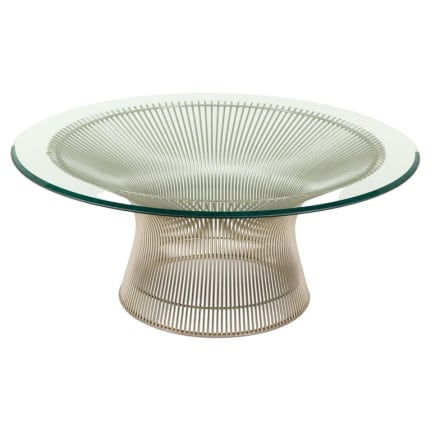 Warren Platner Glass Top Chrome Coffee Table for Knoll