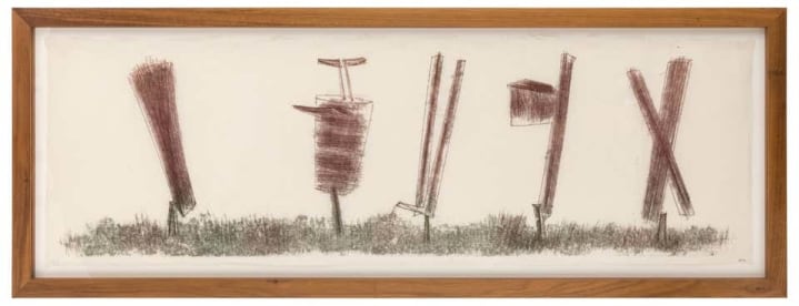 Harry Bertoia Framed Monoprint on Rice Paper