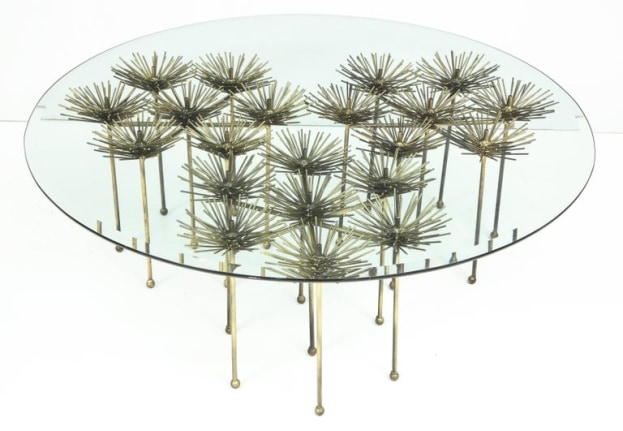 Brutalist Gilt Floral Table