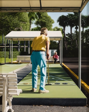 &quot;Shuffleboard&quot; Oil on Panel Painting by Max Ferguson