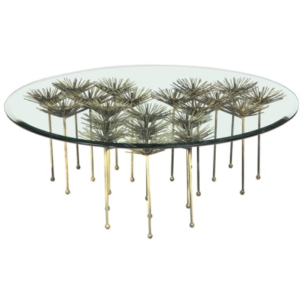 Brutalist Gilt Floral Table