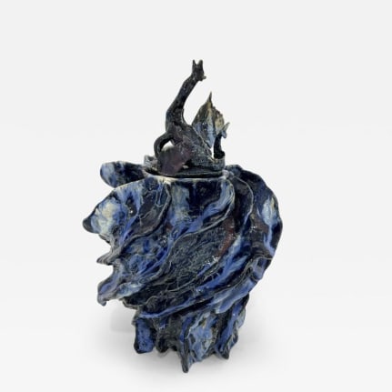 Large Glazed Ceramic Sculptural Vase by Henrik Folsgaard