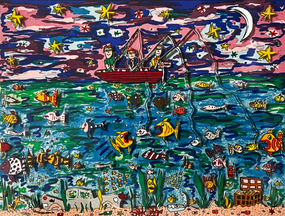 James Rizzi American (1950-2011) Night Fishin, 1988