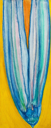 Luisa Rabbia, Unititled (6), Watercolor and oil on canvas 14 3/4 x 5 7/8 inches (37.6 x 15 cm)