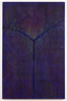 Luisa Rabbia "Aurora", 2015 colored pencils and blue acrylic polymer paint on paper, mounted on canvas 74 x 48 inches (187.96 x 121.92 cm)